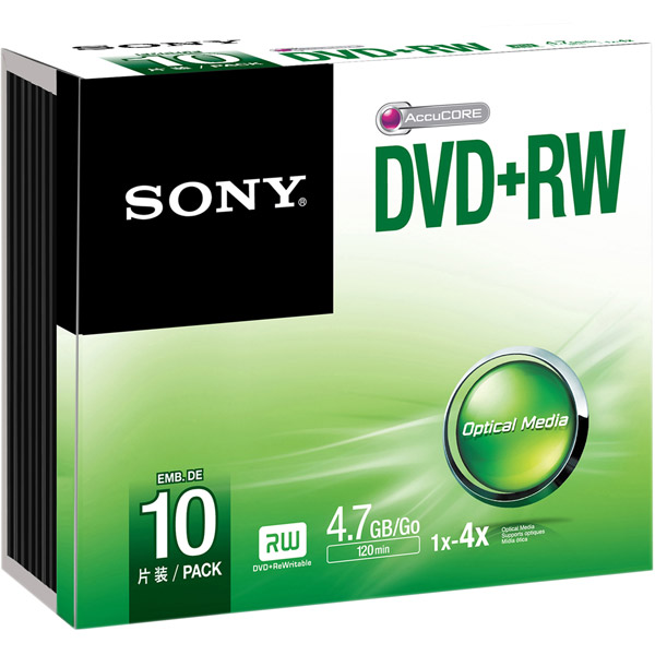 Picture of Sony 10DPW47SS DVD-RW rewriteable DVD discs 10 pack