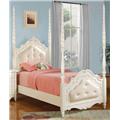 Acme Furniture 11000T Pearl White Post Bed with Cushioned Pattern Footboard Acme Furniture 11000T Pearl White Post Bed with Cushioned Pattern Footboard