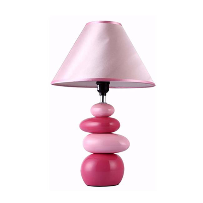 Simple Designs Shades of Pink Ceramic Stone Table Lamp