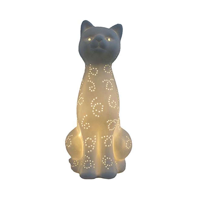 Porcelain Kitty Cat Shaped Table Lamp