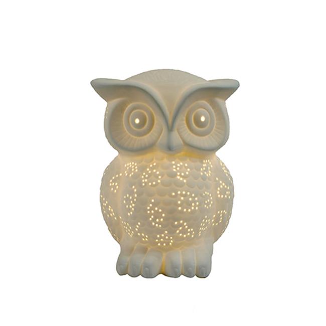 Simple Designs Porcelain Wise Owl Shaped Animal Light Table Lamp