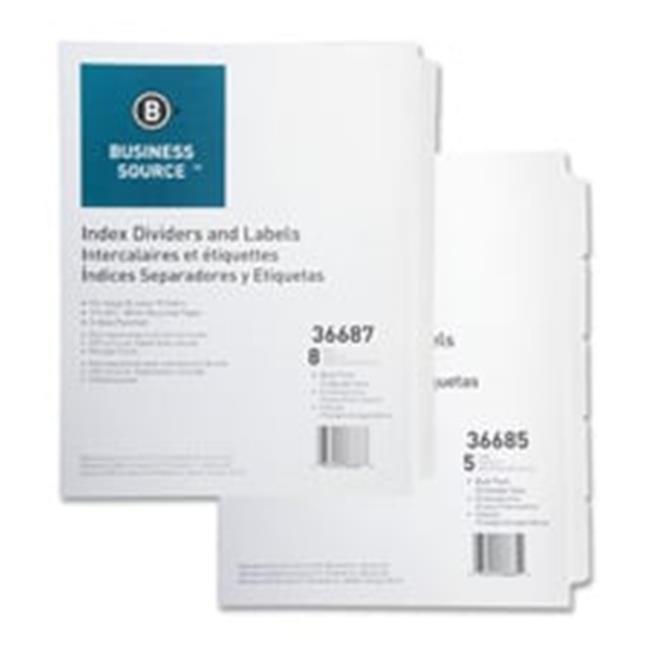Business Source BSN36685 Index Dividers- 3HP- 5-Tab- 25 ST-PK- 11 in. x 8.5 i...