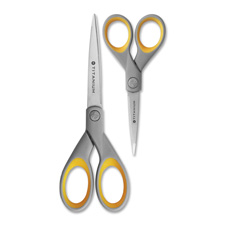 Picture of Acme United Corporation ACM13824 Straight Scissors&#44; Titanium&#44; 7 in. and 5 in.&#44; 2-PK&#44; Gray-Yellow
