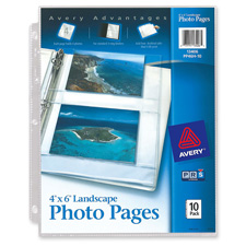 Picture of Avery AVE13406 Horizontal Photo Pages- 4 Photo Capacity- 4 in. x 6 in.- 10-PK-Clear