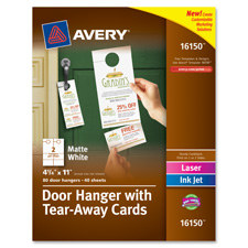 Picture of Avery AVE16150 Door Hanger with Cards- Printable- 40- 4.25 in. x 11 in.- 80-cards-WE