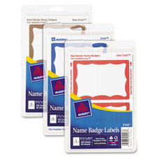 Picture of Avery AVE5146 Name Badge Labels&#44; 2-1.332 in. x 3.38 in.&#44; 100-PK&#44; Gold Border