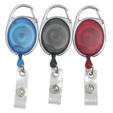 Picture of SICURIX Quick Clip ID Badge Reels Oval Strap 3 Pack RED BLUE Smoke (68769)