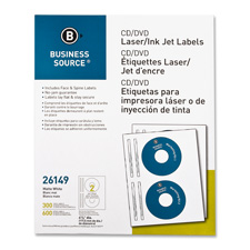 BSN26149 CD-DVD Labels- Laser-inkjet- 300-PK- White
