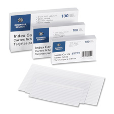 Picture of Business Source BSN65263 Index Cards&#44; Ruled&#44; 72 lb.&#44; 5 in. x 8 in.&#44; 100-PK&#44; White