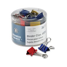 Picture of Business Source BSN65363 Binder Clips- Large 2 in. W- 1 in. Capacity- 12-PK- Assorted