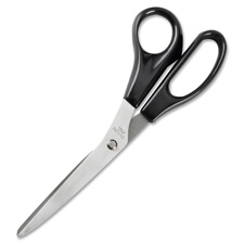 Picture of Business Source BSN65647 Stainless Steel Scissors- Bent- 8 in. L- Black Handles