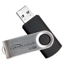 Picture of Compucessory CCS91007 Flash Drive- 32GB- No Password Protectn- Black-Silver