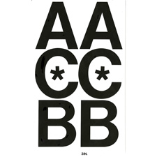Vinyl Capital Letters, Adhesive, 6 in., 38 Letters, Black