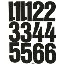 Vinyl Numbers, Adhesive, 21 Numbers, 6 in., Black