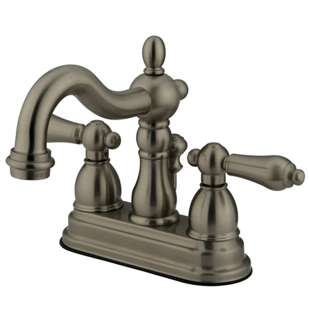 Two Handle 4 in. Centerset Lavatory Faucet with Retail Pop-up - Satin Nickel