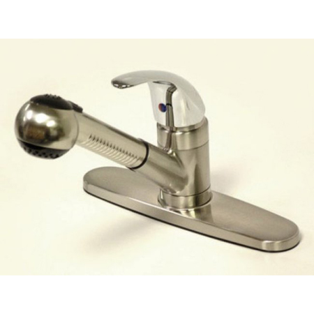 Single Handle Pull-Out Kitchen Faucet with Satin Spray - Satin Nickel -  KitchenCuisine, KI3019287