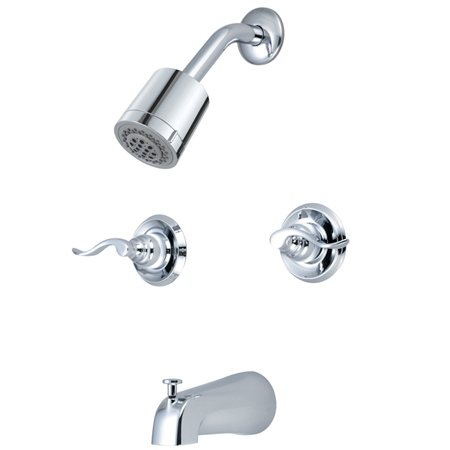 Tub and Shower Faucet, Polished Chrome, Wall Mount