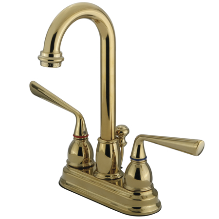 Two Handle 4 in. Centerset Lavatory Faucet with Retail Pop-up - Polished Brass