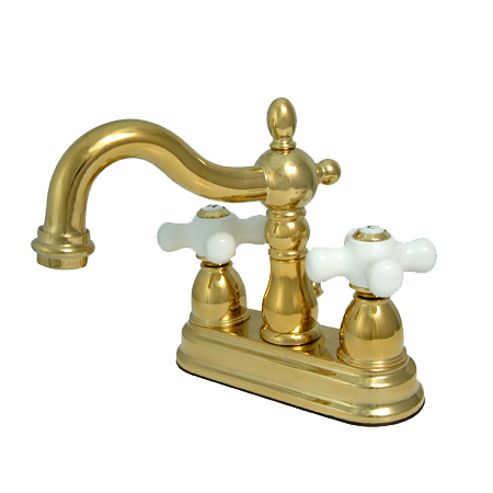 Two Handle 4 in. Centerset Lavatory Faucet with Brass Pop-up - Polished Brass