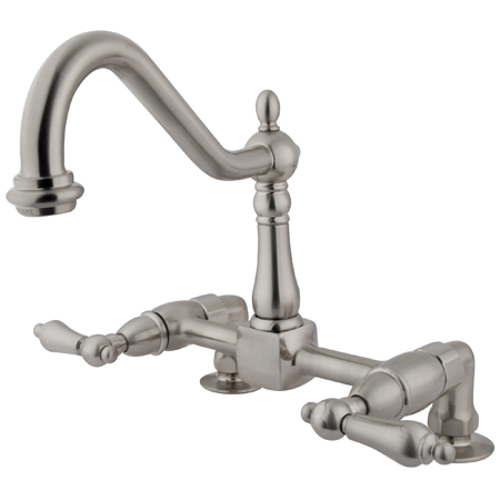 Picture of Kingston Brass KS1148AL Double Handle 8 in. Bridge Deck Mount Kitchen Faucet