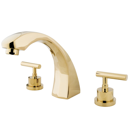 Roman Tub Faucet, Polished Brass, Deck Mount