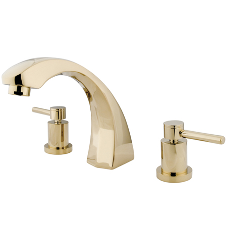 Roman Tub Faucet, Polished Brass, Deck Mount