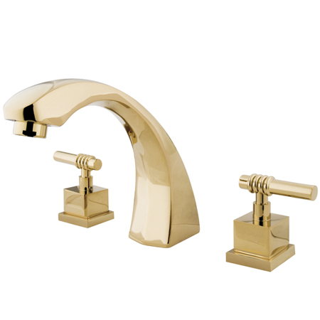 Roman Tub Faucet, Polished Brass, Deck Mount