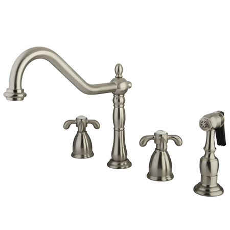 Picture of Kingston Brass KB1798TXBS Double Handle Widespread Kitchen Faucet