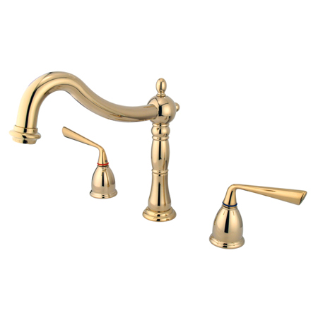 Roman Tub Faucet, Polished Brass, Deck Mount
