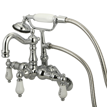 Wall Mount Clawfoot Tub Filler with Hand Shower - Polished Chrome