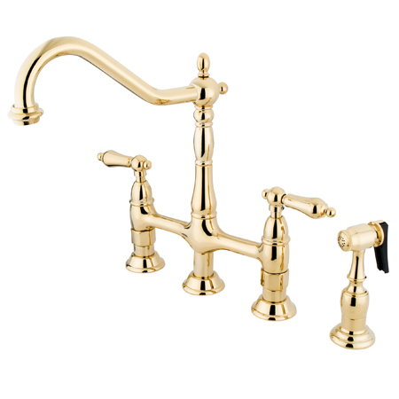 Picture of Kingston Brass KS1272ALBS 8 in. Center Kitchen Faucet With Side Sprayer