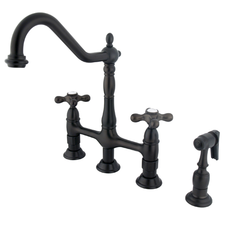 Picture of Kingston Brass KS1275AXBS 8 in. Center Kitchen Faucet With Side Sprayer