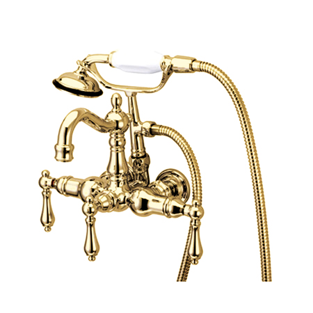 Picture of Kingston Brass CC1007T2 Wall Mount Clawfoot Tub Filler with Hand Shower