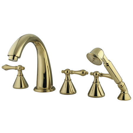 Three Handle Roman Tub Filler with Hand Shower