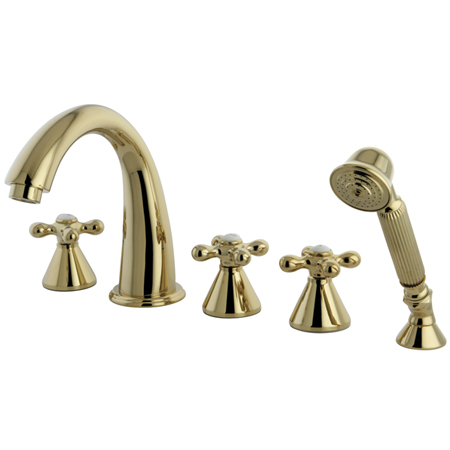 Three Handle Roman Tub Filler with Hand Shower