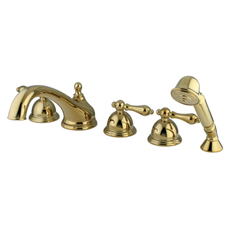 Three Handle Roman Tub Filler with Hand Shower