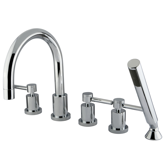 Three Handle Roman Tub Filler with Hand Shower