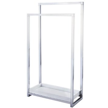 SCC8261 Pedestal 2-Tier Iron Construction Towel Rack with Wooden Case