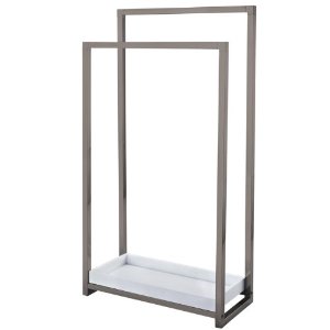 SCC8268 Pedestal 2-Tier Iron Construction Towel Rack with Wooden Case