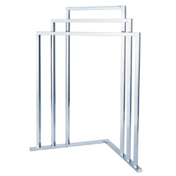 L Shape 3-Tier Steel Construction Corner Towel Rack, Chrome