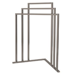L Shape 3-Tier Steel Construction Corner Towel Rack, Nickel