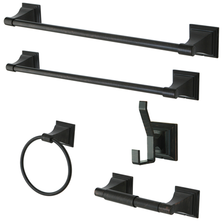 BAHK61212478ORB Monarch Collection 5-piece Towel Bar Bath Hardware Set- Oil Rubbed Bronze