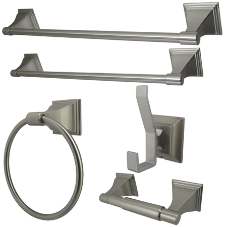 BAHK61212478SN Monarch Collection 5-piece Towel Bar Bath Hardware Set- Satin Nickel