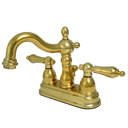 Two Handle 4 in. Centerset Lavatory Faucet with Brass Pop-up - Polished Brass