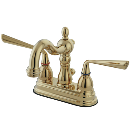 Two Handle 4 in. Centerset Lavatory Faucet with Brass Pop-up - Polished Brass