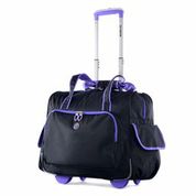 Picture of Luggage America RT-3500-BK plus PU DELUXE FASHION ROLLING OVERNIGHTER Black & Purple