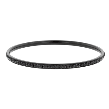 Picture of Hematite Bangle 65 mm in Inner Diameter Featuring Round Black Crystals in Black Tone