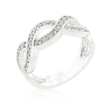 Picture of Genuine Rhodium Plated Infinity Band with Pave Cubic Zirconia Set in Silvertone - Size 6