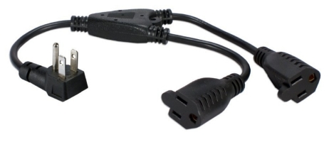 Picture of QVS PPRT-ADPT2 16 in. 3-Prong OutletSaver Splitter Power Adapter with 90? Flat Plug