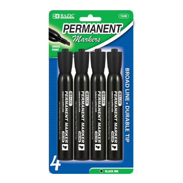 Picture of DDI 539318 BAZIC Markers - 3 Count  Permanent  Black  Chisel Tip Case of 24